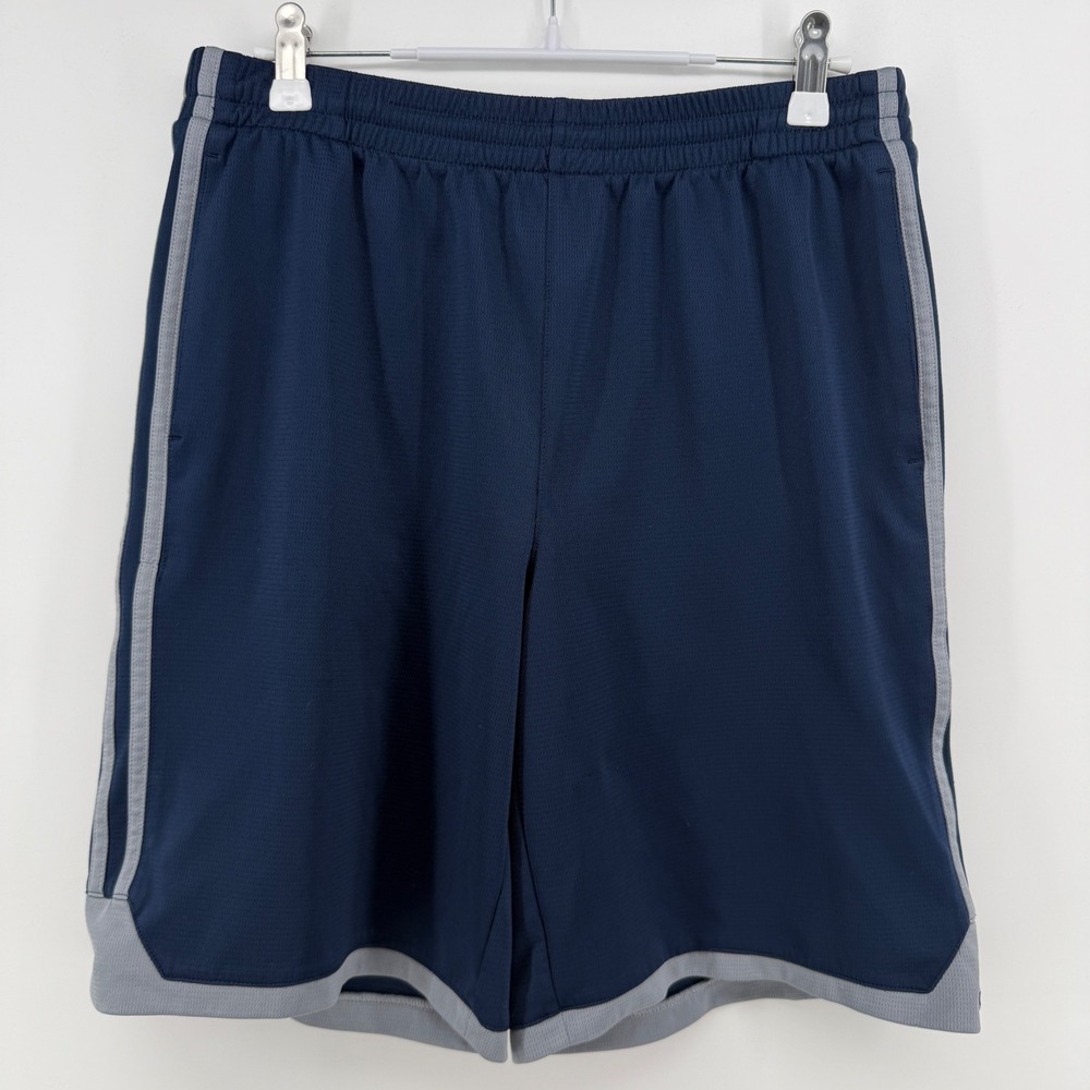 Adidas Mens Navy Blue Grey Mesh Athletic Shorts Size L 14/16